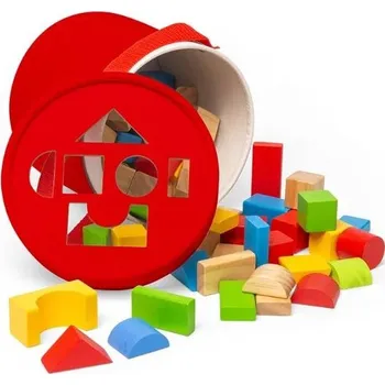 Dřevěná hračka Bigjigs Toys První dřevěné kostky a vkládačka v bubínku