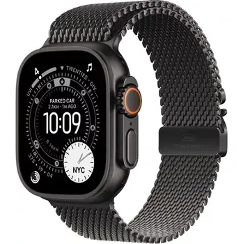 Chytré hodinky Apple Watch Ultra 3 (2025) GPS+Cellular 49mm Černé titanové tělo - Černý titanový milánský tah (L) (MF1T4QC/A)