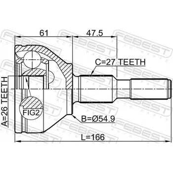 Poloosa kola Febest 2110-CNGAT Sada kloubu, hnací hřídel