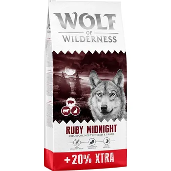 Krmivo pro psa 12+2,4kg Wolf of Wilderness "Ruby Midnight" - hovězí a králičí - bez obilovin