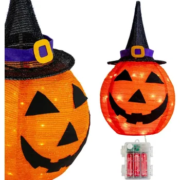 DEKORATIVNÍ DÝNĚ S KLOBOUKEM 68CM HALLOWEEN 30LED