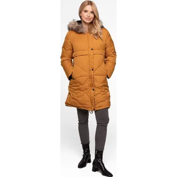 Dámský kabát Dámská hořčicová oboustranná parka s kapucí BLH 919079 F - yellow Velikost: L