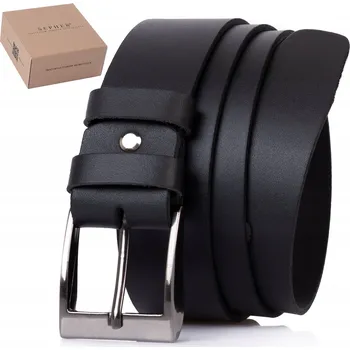 Opasek Pásek Pánský Kožený Černý ke kalhotám Džíny Široký 4 cm Klasický SEPHER