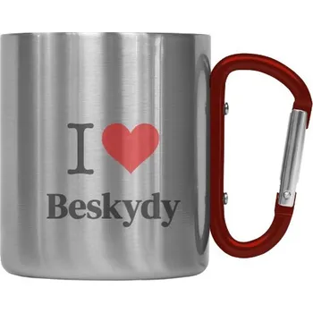 Pánské tričko Hrnek nerez s karabinou s potiskem i love beskydy