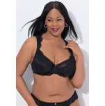 Ulla Popken, Plus size Podprsenka s kosticemi, TruYou, krajka, ozdobná stuha na zádech, košíčky C-G pro plnoštíhlé nadměrná velikost, 843466100-1084, černý, 105C, Nadměrné velikosti, Plus size oblečení, Oblečení pro boubelky, Oblečení pro baculky, Oblečen