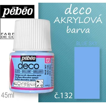 Vodová barva Barva AKRYLOVÁ lesk Pébeo DECO. Odstín č.132 BLUE SKY. Balení 45 ml.