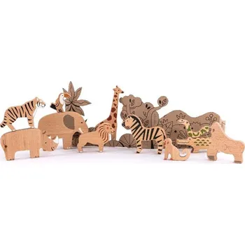 Dřevěná hračka Bajo Divoká zvířata džungle 11 ks