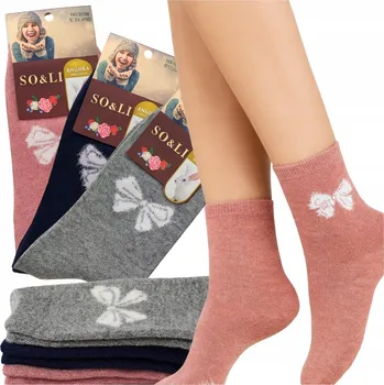Dámské ponožky 3x Dámské zimní vlněné Ponožky ANGORA WARM WINTER PONOŽKY 39-42