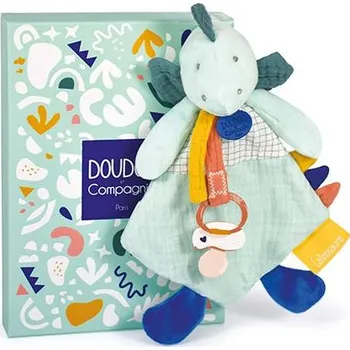 klip na dudlíky Doudou Dárková sada - Hračka s úchytem na dudlík dinosaurus zelený 23 cm
