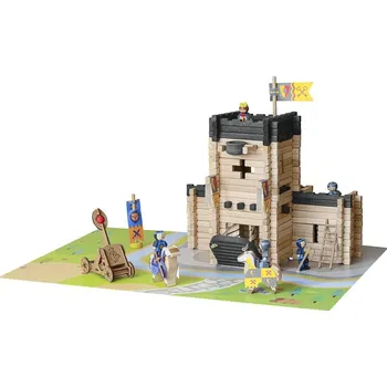ostatní stavebnice Jeujura Dřevěná stavebnice 270 dílů Hrad s katapultem