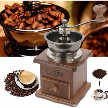 Obraz RUČNÍ MLÝNEK KLASICKÝ NA KÁVU KOŘENÍ PEPŘ RETRO SE ZÁSUVKOU A NASTAVENÍM HRUBOSTI