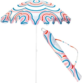 Slunečník PLÁŽOVÝ/ZAHRADNÍ SLUNEČNÍK 160 CM, MODRO-RŮŽOVÝ PROUŽEK