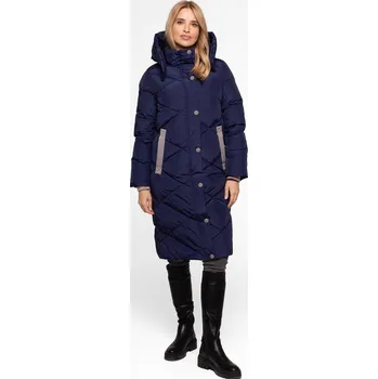 Tmavě modrá dámská dlouhá prošívaná bunda BLH 919064 F - dark blue Velikost: L