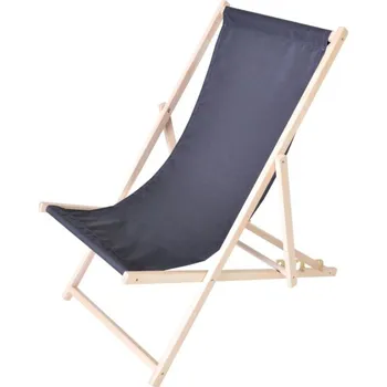 Zahradní lehátko Dřevěné polohovatelné lehátko s látkovým potahem, tmavě šedé (grafit)