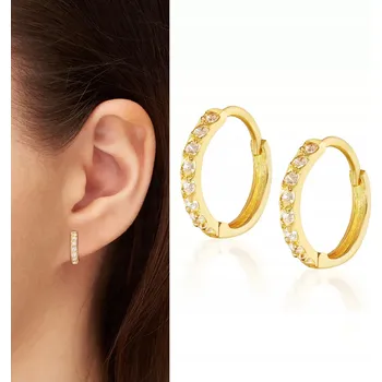 Náušnice Zlaté kruhové Náušnice Ergold K3.2329P se zirkony, průměr 1 cm