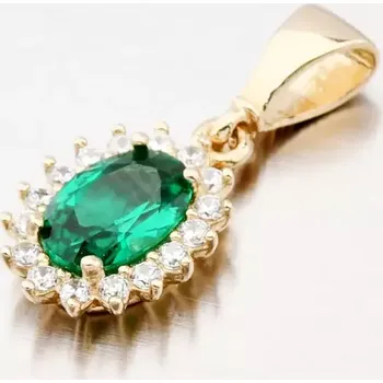 Přívěsek Goldex Dámský přívěsek Žluté zlato Zelená