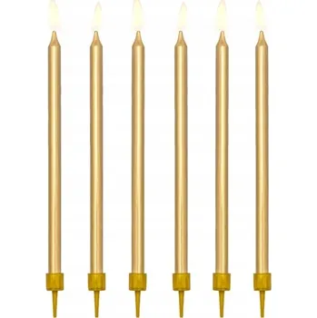 Dortová svíčka Narozeninové svíčky na dort PartyDeco 12,5 cm zlaté 12 kusů