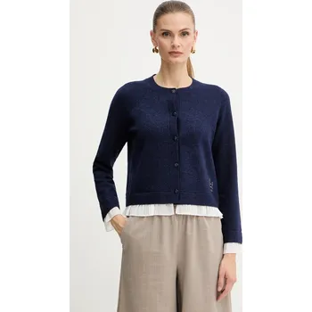 Dámský svetr Kardigan s příměsí vlny Liu Jo tmavomodrá barva, MF5122 MA90Q MF5122.MA90Q 59X, vel. XS