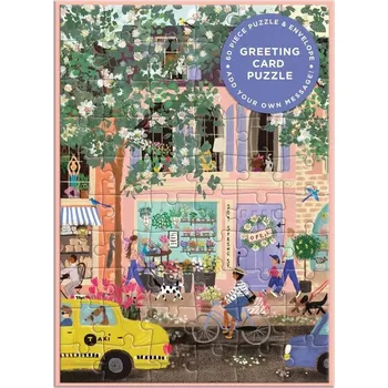 Puzzle Galison Puzzle Přáníčko pozdravy z jarní ulice 60 dílků
