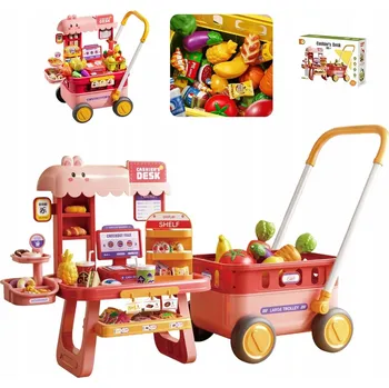 Hra na obchod Dětský Supermarket Pokladna Obchod Stánek + Vozík Košík s Příslušenstvím Velký