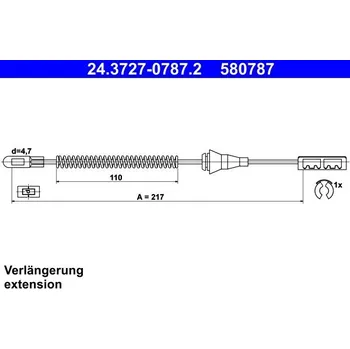 Lanko parkovací brzdy Tažné lanko, parkovací brzda ATE 24.3727-0787.2