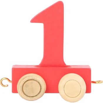 Vláček a vláčkodráha small foot | Vagónek dřevěné vláčkodráhy - barevné číslice - číslo 1