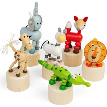 Dřevěná hračka Bigjigs Toys Dřevěná mačkací zvířátka Safari 1 ks