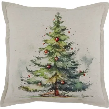 Povlak na dekorativní polštářek Béžový povlak na polštář s vánočním stromkem Aix - 50*50 cm
