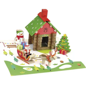 ostatní stavebnice Jeujura Dřevěná stavebnice 50 dílů Dům Santy