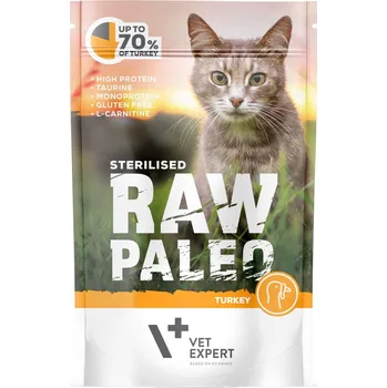 Krmivo pro kočku RAW PALEO Sterilised Cat Turkey - vlhké krmivo s krůtím masem pro sterilizované kočky 100g