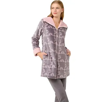 Dámský župan Dámský župan na knoflíky Vamp 21486 šedá velikost L