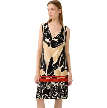 Dámské šaty Viskózové letní šaty na ramínka s abstraktními květy Vamp 22477 black velikost XL