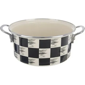 Kastrol smalt ŠACHOVNICE Lem 3 l , pr. 22 cm, béžová