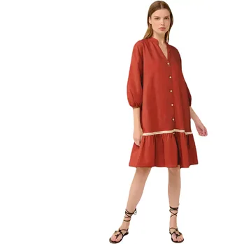 Dámské šaty Letní šaty Vamp z popelínu s knoflíky 22457 red chili velikost XL