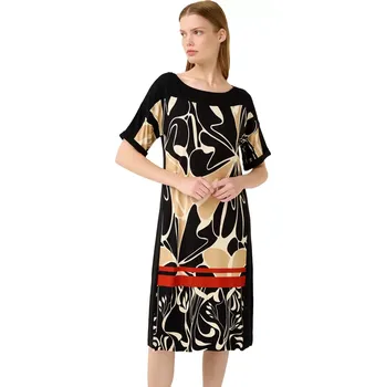 Dámské šaty Dámské viskózové letní šaty s abstraktními květy 22475 black velikost M
