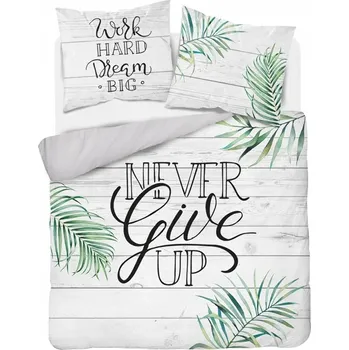 Povlečení Bavlněné Povlečení 220x200 Never give up Nikdy se nevzdávej šedé