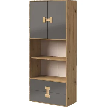 regál Max-i Policový regál BREYSTON 5 do dětského pokoje | dub artisan / šedý lesk