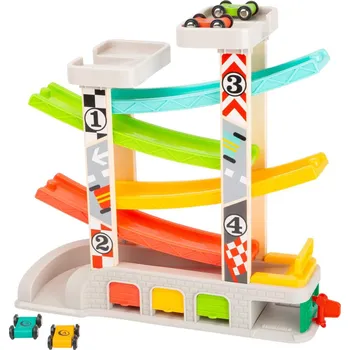 Dětské zboží small foot Závodní dráha s parkovištěm a garážemi - poškozený obal
