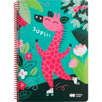 Sešit A4 s mřížkou, tvrdé desky, sešit v pevné vazbě Happy Color, 80 listů