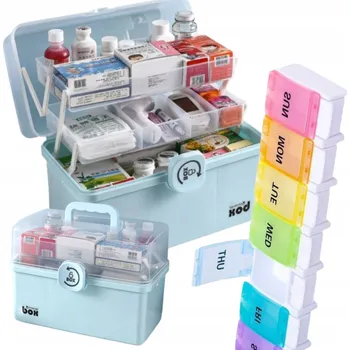 Lékárnička Organizér na léky Lékárnička V2 modrá 1 přihrádka na den