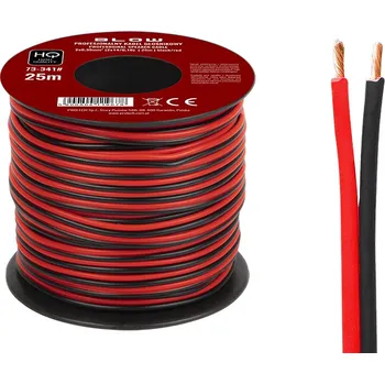 elektrický kabel BLOW Reproduktorový kabel 2x0,35 mm černý/červený 25 m