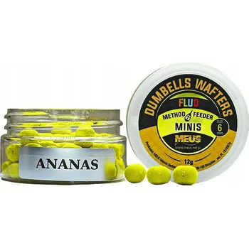 Boilies Meus Dumbells Fluo Wafters 6mm Nástraha - Ananasové miniatury