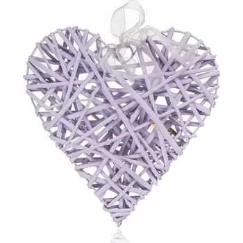 Dekorace Proutěné srdce 28x28 cm, fialové