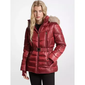 Dámská casual bunda MICHAEL KORS dámská bunda Faux Fur červená M