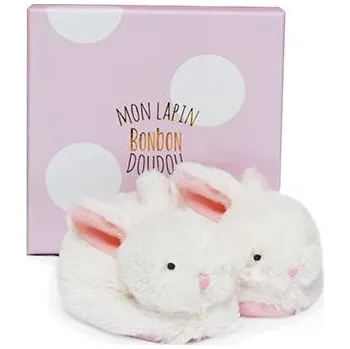 Hračka pro nejmenší Doudou et Compagnie Paris | Doudou Dárková sada - Sada botiček s chrastítky králíček růžový 0-6 měsíců