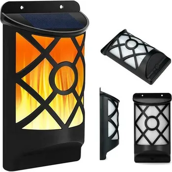 Venkovní osvětlení 4x SOLÁRNÍ SVĚTLO NÁSTĚNNÉ EFEKT PLAMENE LED DEKORATIVNÍ NA VCHOD ZAHRADNÍ