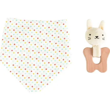 Hračka pro kojence Petit Collage Souprava kousátka a bryndáčku králíček