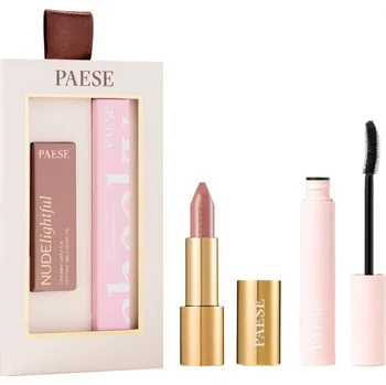 Kosmetická sada Paese Giftset Paese Cheeky řasenka pro prodloužení a natočení řas 9 ml + Paese NudeLightful Lipstick 400 Beige Marshmallow krémová rtěnka 4.5 g kosmetická sada