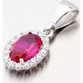 Přívěsek Dámský přívěsek zirkon v bílém zlatě s rubín 13-375