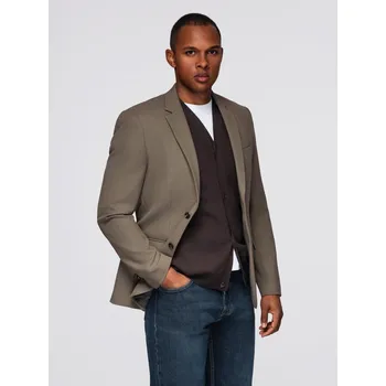 Pánská casual bunda Ombre Men's elegant SLIM FIT jacket with rayon - olive Ombre hnědá 3260617